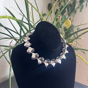 Vintage Silver Tone Statement Choker Collar Necklace